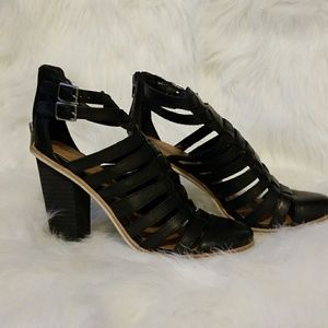Super hot black caged closed toe heel!